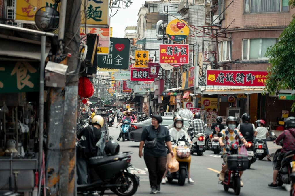 vibrant street scene in new taipei city taiwan