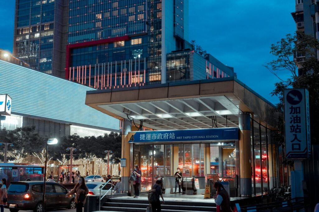 entrance of subway station in city