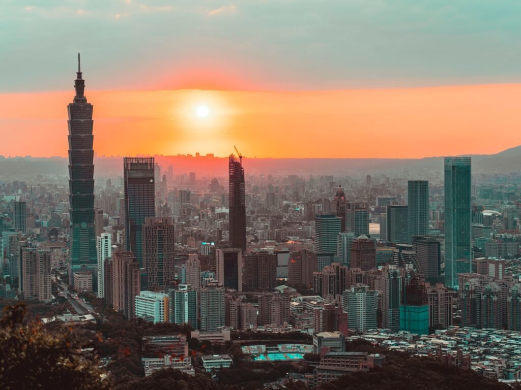 taipei in taiwan at striking sunset