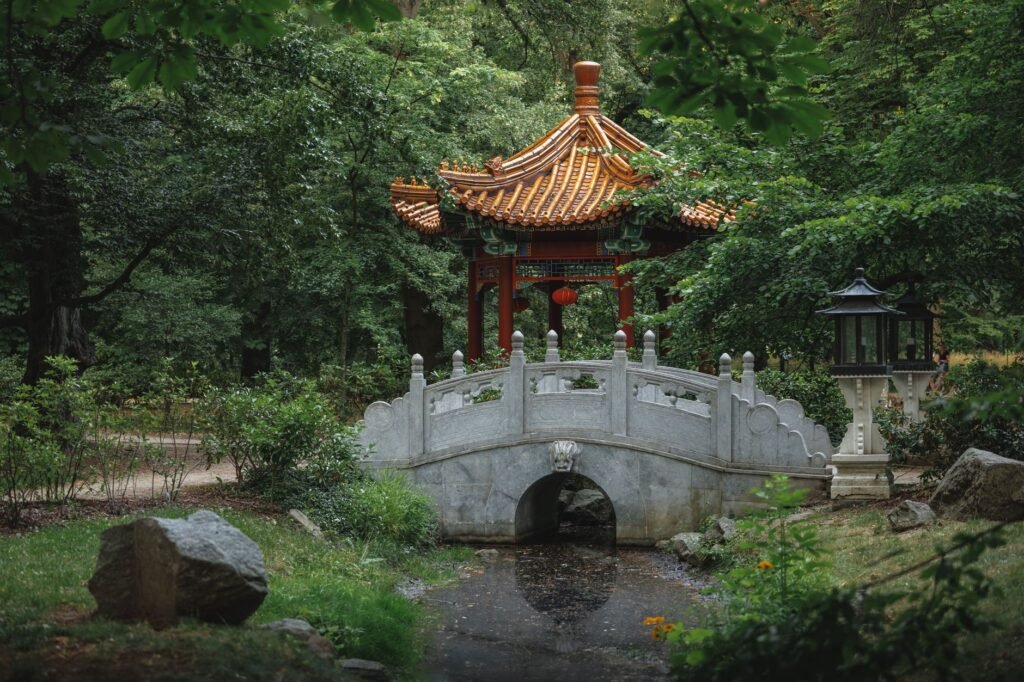 serene chinese pavilion in warsaw park